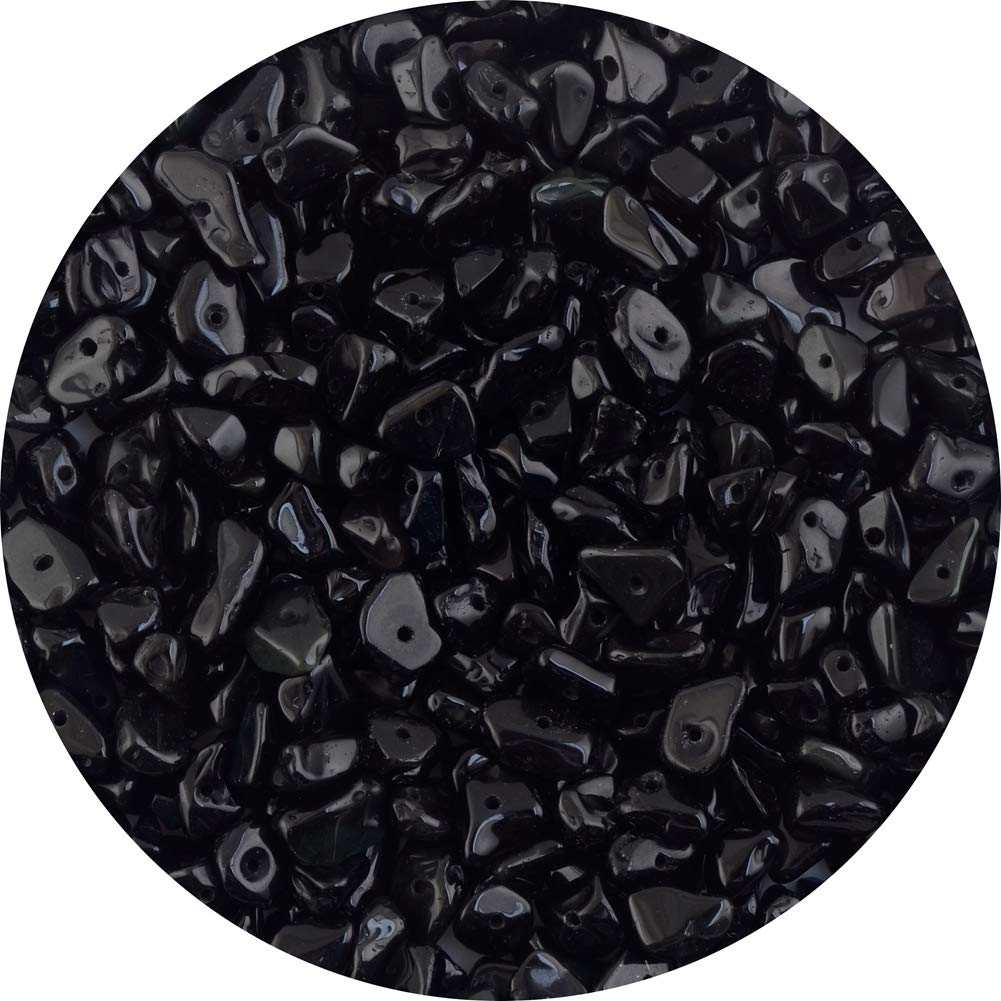 Natural Chip Stone Beads Black Obsidian Onyx 5-8mm About 400pieces Irregular Gemstones Healing Crystal Loose Bead Hole Drilled DIY for Bracelet Jewelry Making Crafting (5-8mm, Black Obsidian Onyx)
