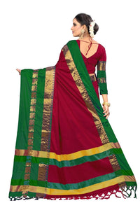 PAREVDEE Women's  Dobby Cotton Saree With Blouse Piece