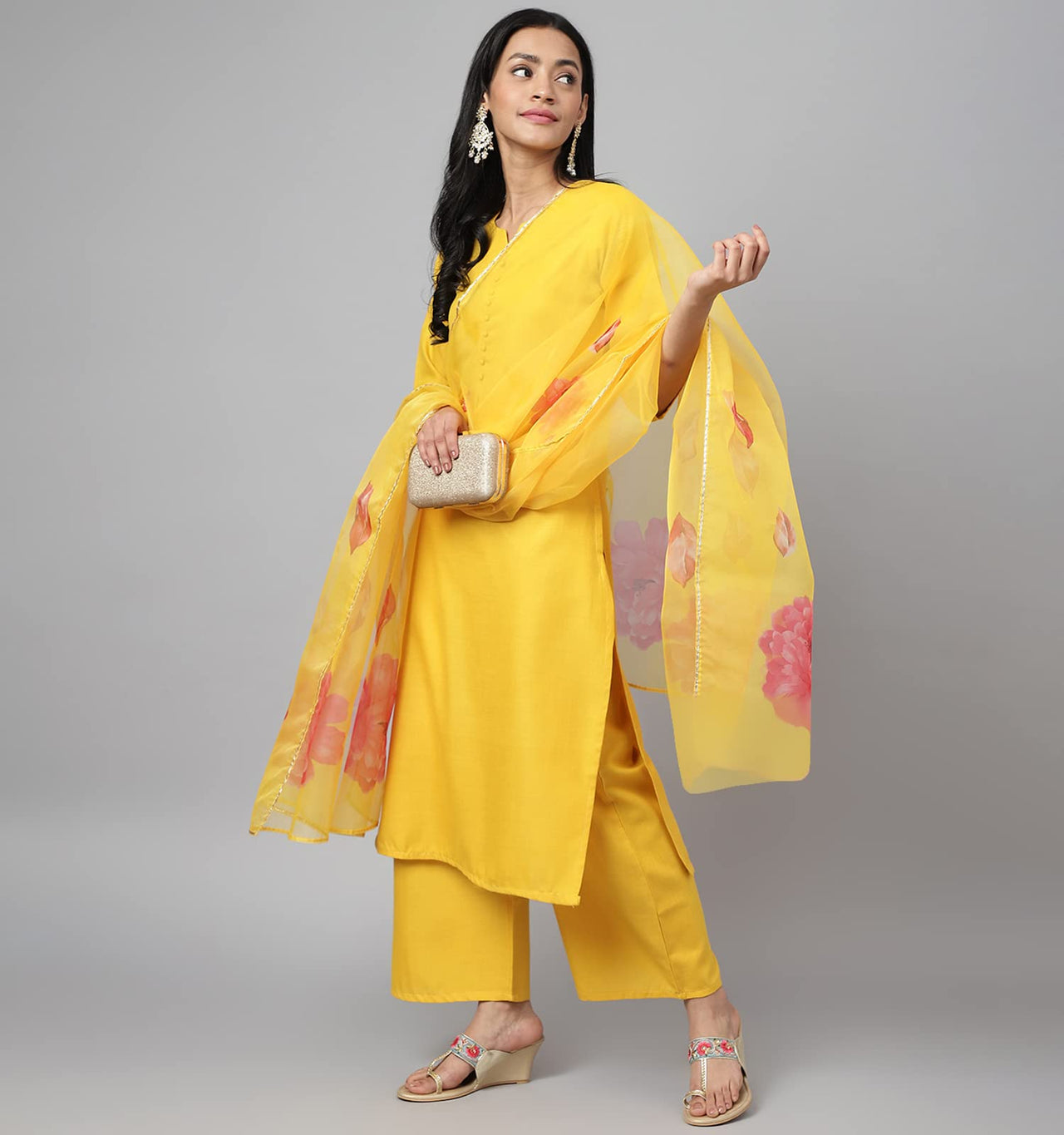 RATAN Straight Salwar Suit Kurta Palazzo Set with Printed Dupatta for Women