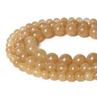 45pcs 8mm Natural Stone Beads Gold Rutilated Quartz Beads Energy Crystal Healing Power Gemstone for Jewelry Making, DIY Bracelet Necklace