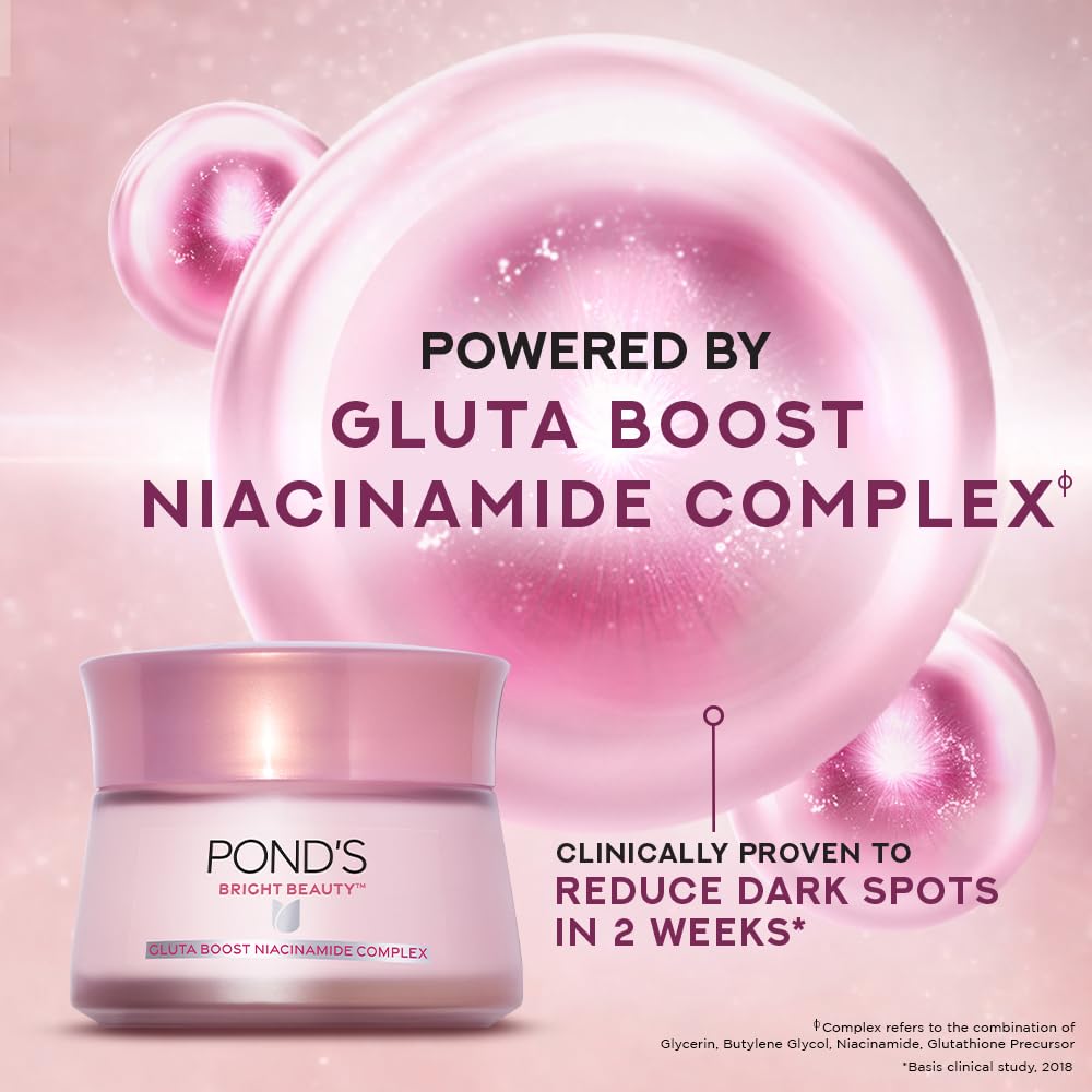 POND'S Bright Beauty Gel Crème with Glutaboost Niacinamide Complex for Fading Dark Spots in 2 Weeks, 50g
