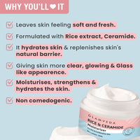 Glamveda Rice & Ceramide Moisturizer Skin Barrier Building & Nourishing | For Fine Lines Wrinkles, Age Spots & Hyperpigmentation | No Paraben, Sls | 50ml