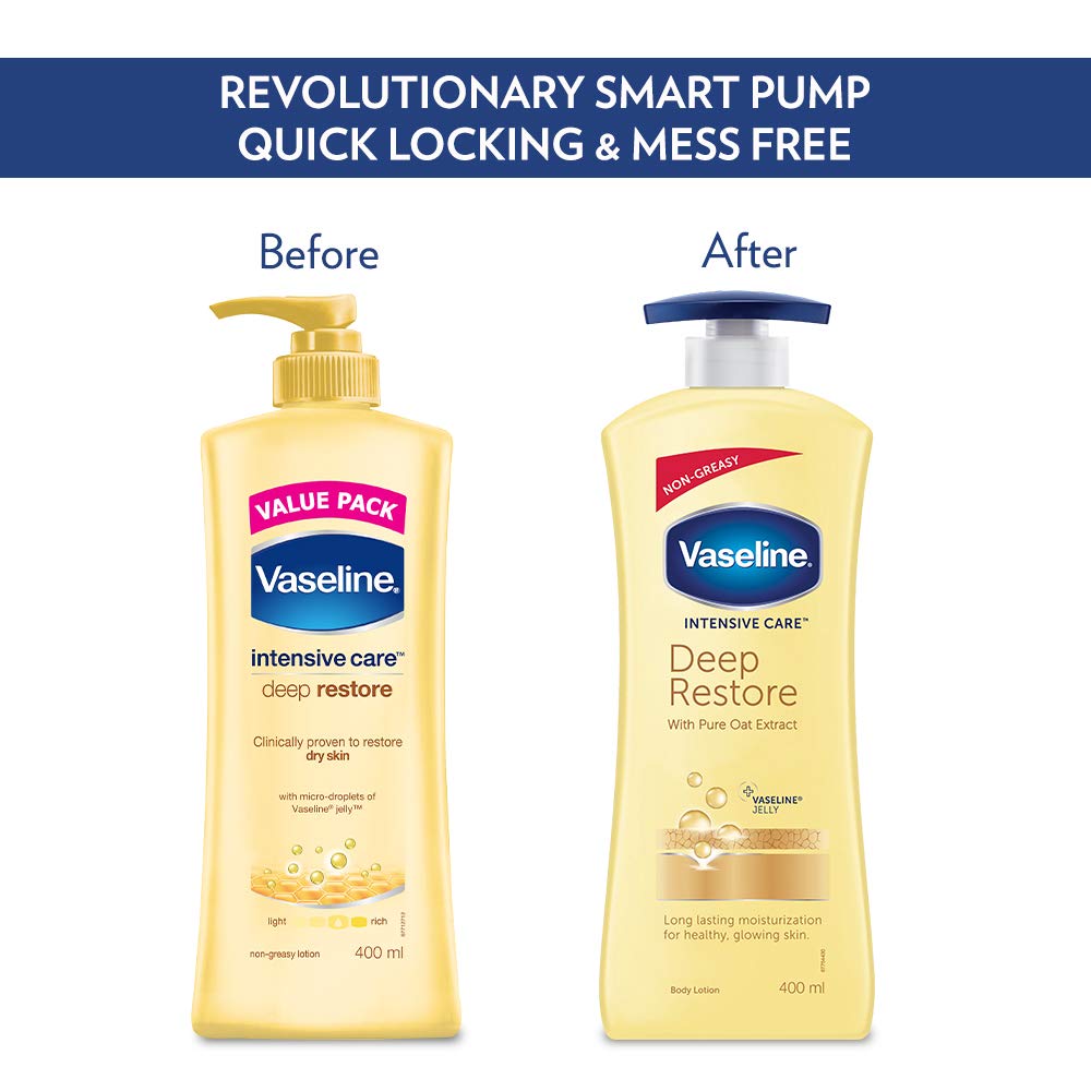 Vaseline Intensive Care Deep Restore With Pure Oat Extract Body Lotion, 400 Ml