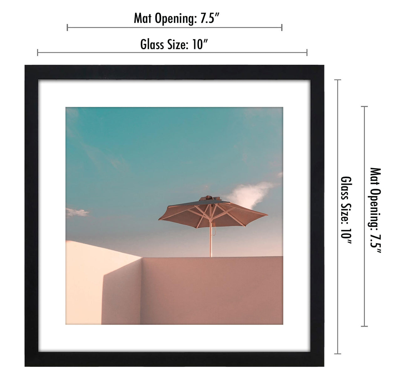 Americanflat 10x10 Picture Frame in Black - Use as 8x8 Picture Frame with Mat or 10x10 Frame Without Mat - Thin Border Square Picture Frame, Shatter-Resistant Glass, and Easel for Wall or Tabletop