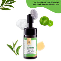 Pilgrim Australian Tea Tree & 1%Salicylic acid Foaming Face wash with brush|Tea Tree face wash with 1%salicylic acid & CICA for oily skin,acne and pimples|Oily skin cleanser for face|Women & Men|120ml
