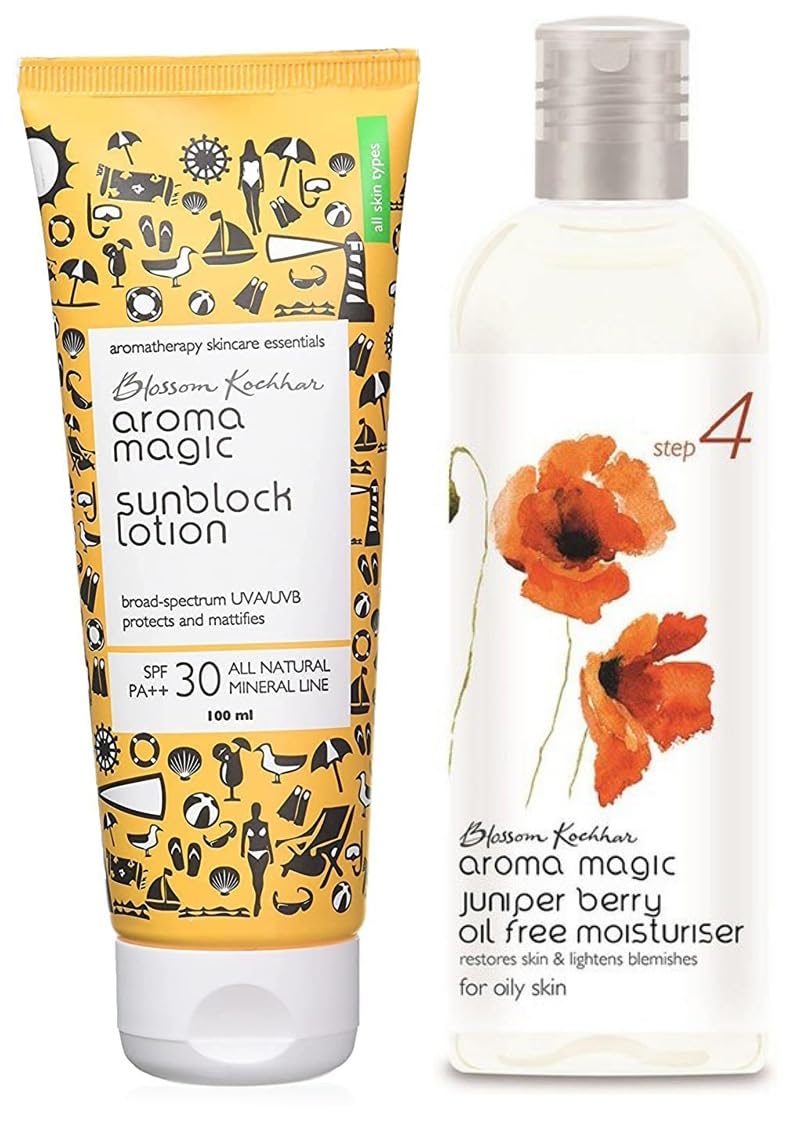 Aroma Magic Juniper Berry Oil Free Moisturiser, 100ml And Aroma Magic Sunscreen Sun Block Lotion, SPF 30, 100ml