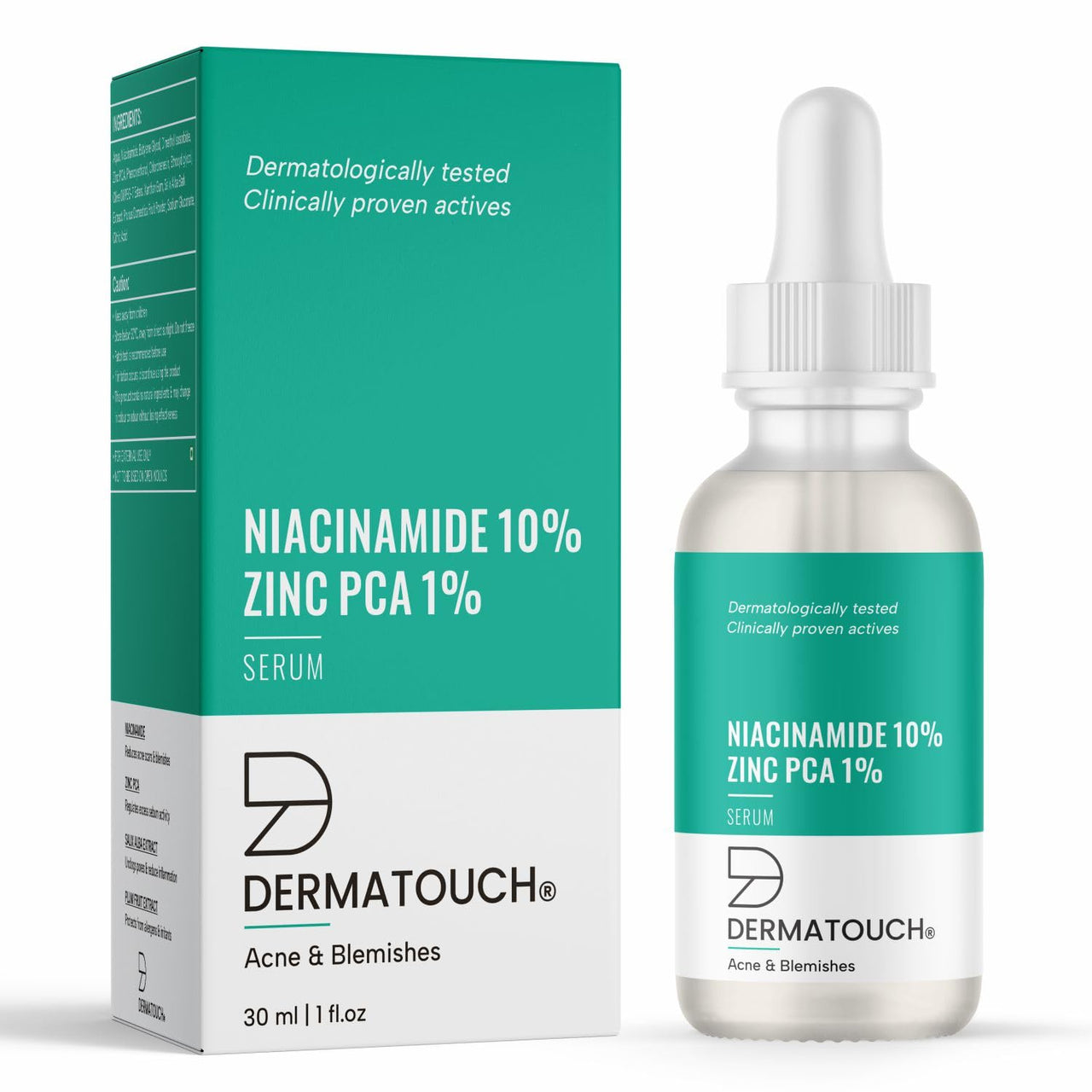 DERMATOUCH 10% Niacinamide Serum for Acne & Blemishes| Oil Balancing with Zinc PCA | For Acne Prone skin | 30ml