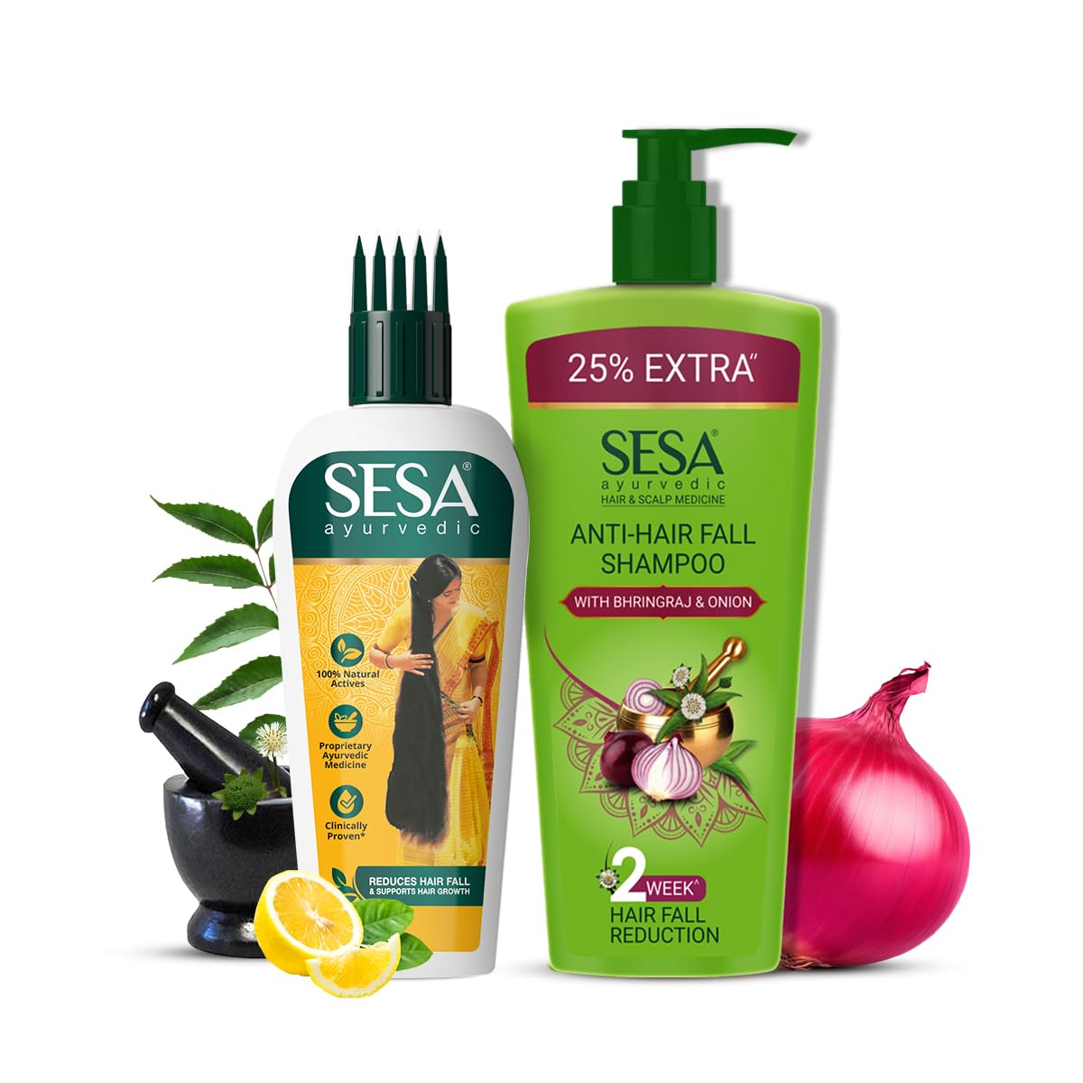 SESA Ayurvedic Hair Oil 200Ml + Anti Hairfall Shampoo 500Ml Combo Pack Control Hair Fall Nourishes Scalp Help Hair Growth For Men & Women