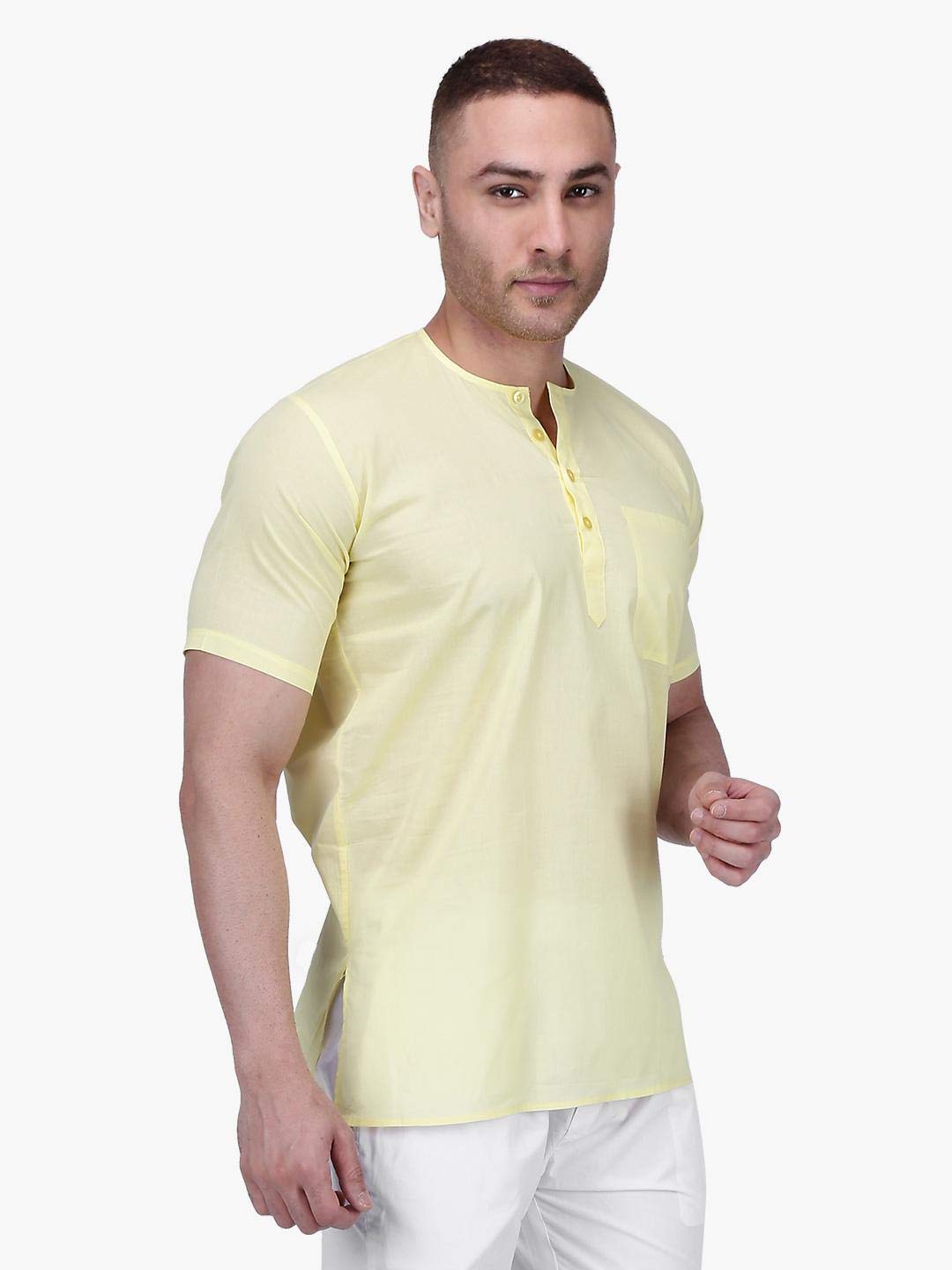 Rajubhai Hargovindas Men's  White Fine Cotton Short Kurta | Pack of 4 |