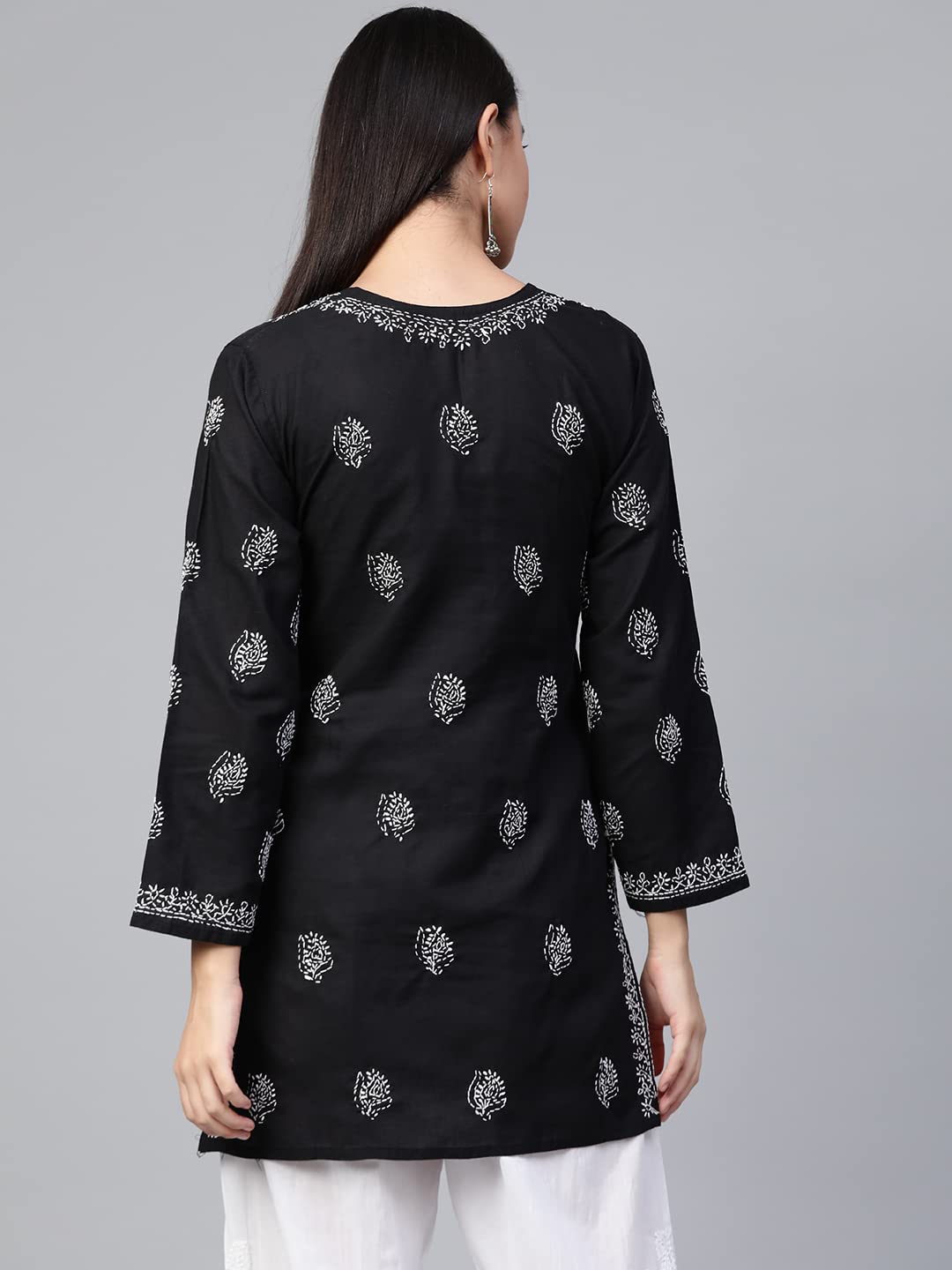 Ada Women's  Cotton Top Tunic Hand Embroidered Lucknowi Chikankari Short Kurti