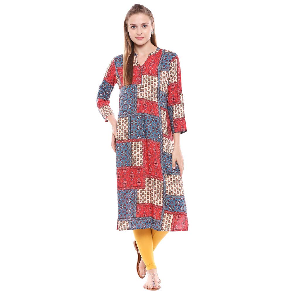 global desi Women's  Rayon Regular Kurta