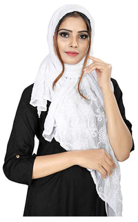 AKSHAR LLC Women's  Designer Pure Chiffon Dupatta with Pure Cotton Thread Embroidery Work