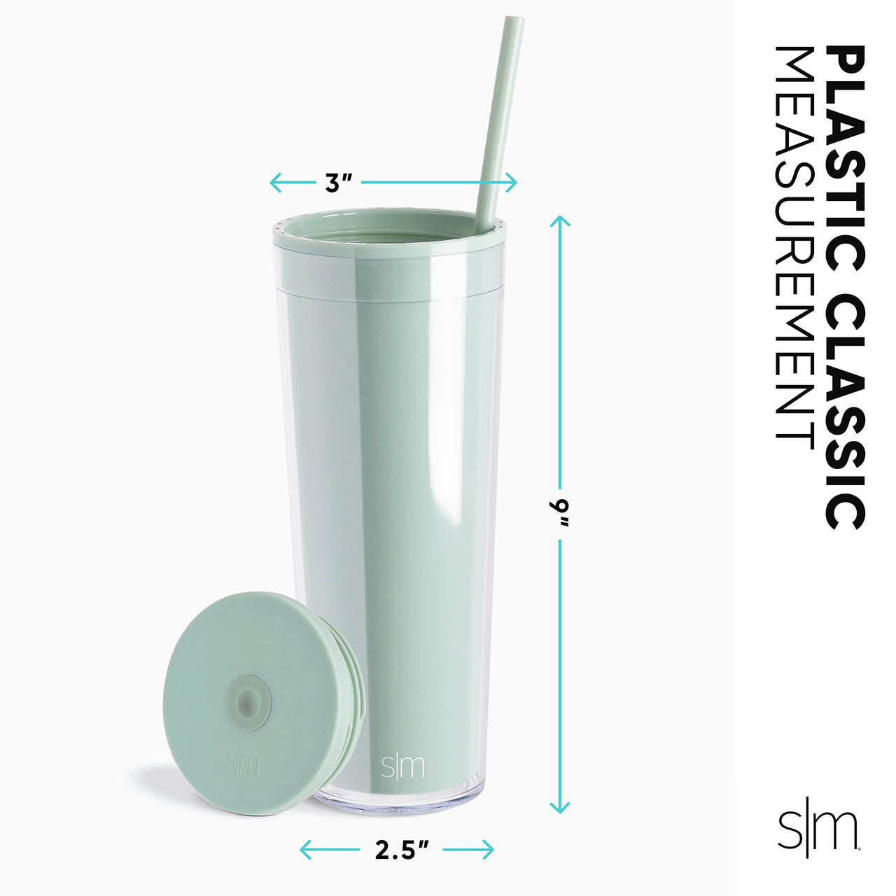 Simple Modern Plastic Tumbler with Lid and Straw | Reusable BPA Free Iced Coffee Cups Double Wall Smoothie Cup | Gifts for Women Men Him Her | Classic Collection | 24oz | Lavender Mist -Lavender Mist