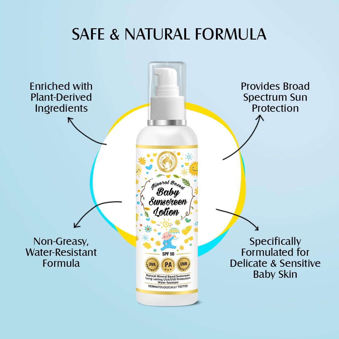 Mom & World Kidsy Face Wash Tear Free, 120ml + Baby Sunscreen Lotion Spf 50 Pa+++