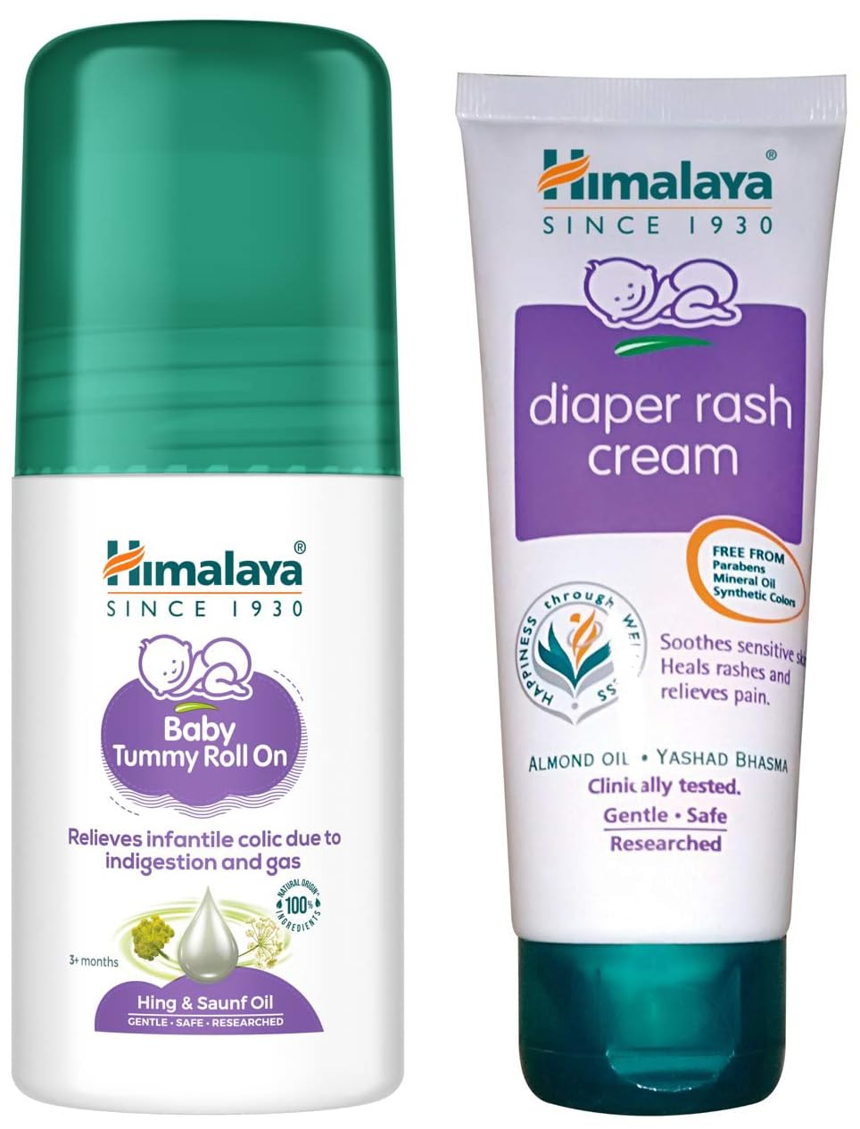 Himalaya Baby Tummy Roll on - 40ml & Himalaya Diaper Rash Cream,100gm