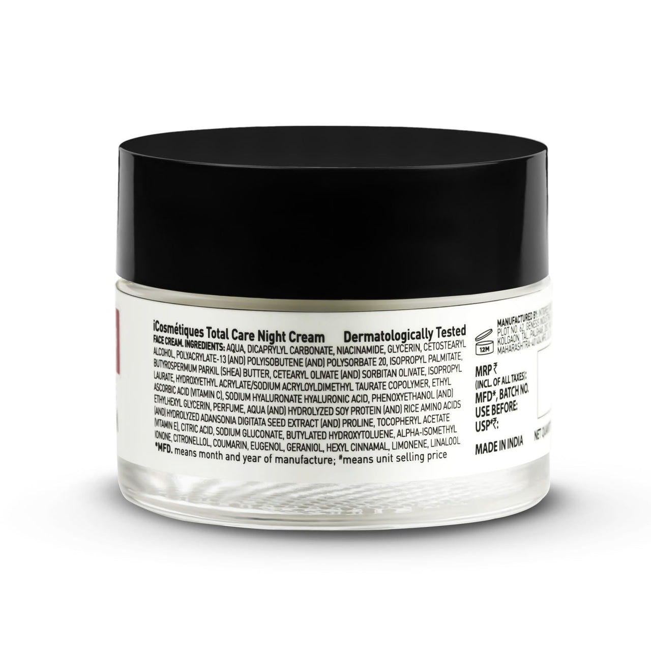 iCosmetiques Night Cream |Vitamins B3, C, E |Shea Butter & Glycerin |Deep Hydration & Glow |Lightweight Moisturizer for Radiant Skin |Mineral Oil & Silicone-Free |Unisex Total Care Formula |50g