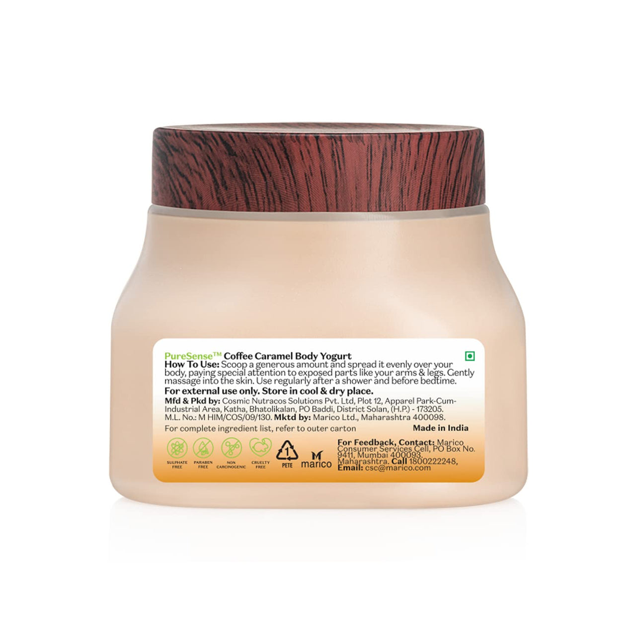 PureSense Coffee Caramel Body Yogurt with Coffee Arabica & Niacinamide | For Deeply Nourished, Moisturised and Glowing Skin | Light Weight Hydration | All Skin Types | 160ml