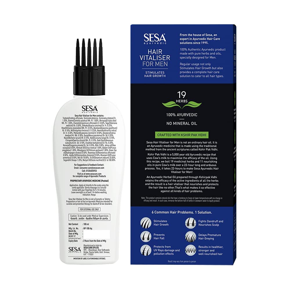 SESA Hair Vitalizer For Men 100Ml - Hair Growth Oil, Reduces Hair Fall, Nourishing Hair Oil For Men