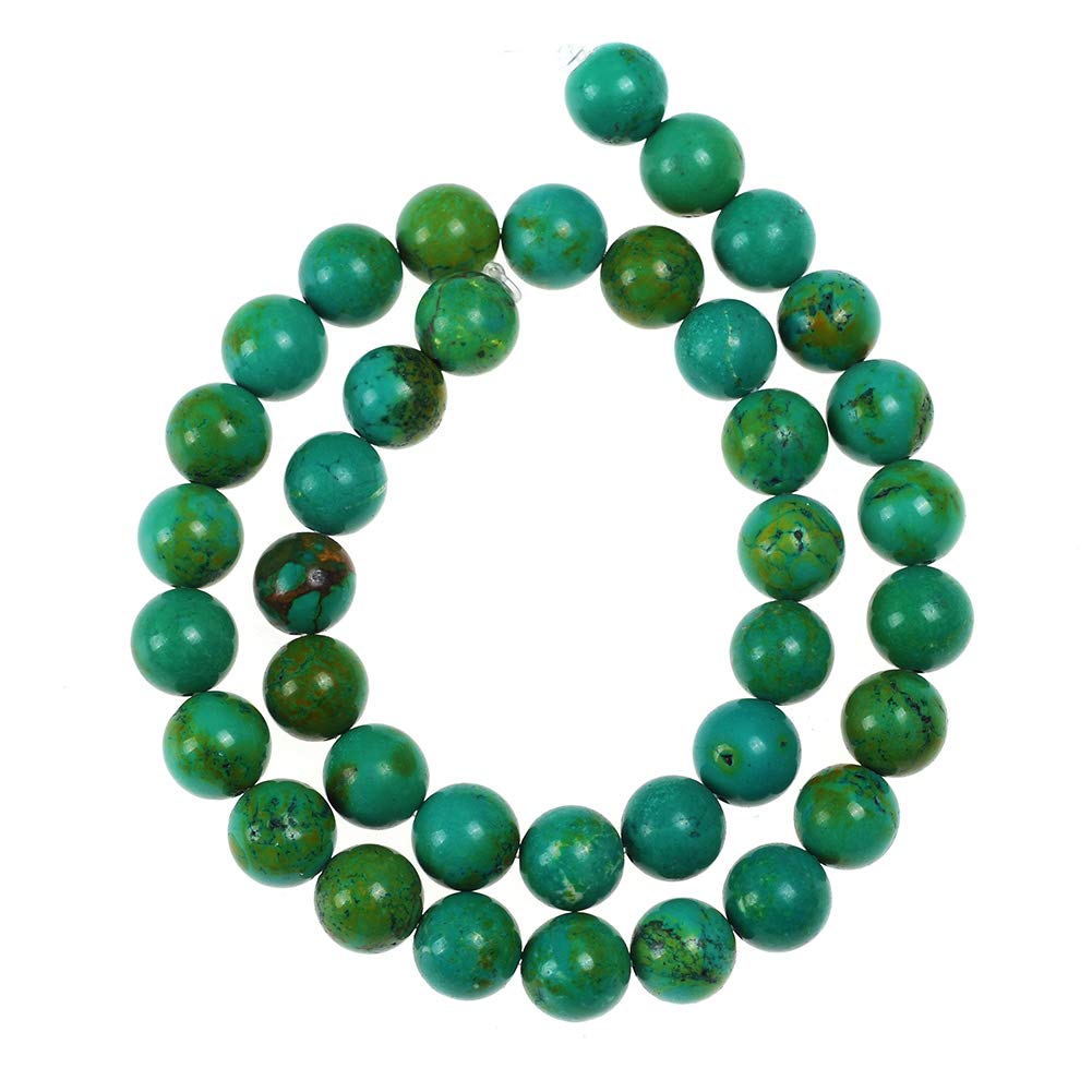 Natural Stone Beads 8mm Green Turquoise Gemstone Round Loose Beads Crystal Energy Stone Healing Power for Jewelry Making DIY,1 Strand 15"