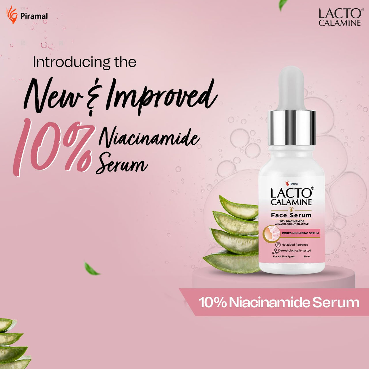 Lacto Calamine 10% Niacinamide Face Serum | 30ml | Pore Minimizing, Acne Marks, Blemishes & Oil Balancing | Face Serum for Women & Men | Reduces Pigmentation | Dermatologically Tested & Fragrance Free