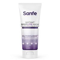Sanfe Instant Spotlite Mask For Dark Underrams, Neck & Body| Dark Patch Removal Wipe-Off Cream in 10 Minutes | For Detanning, Anti Aging & Skin Tightening | Glycolic & Kojic acid with Charcoal 100g
