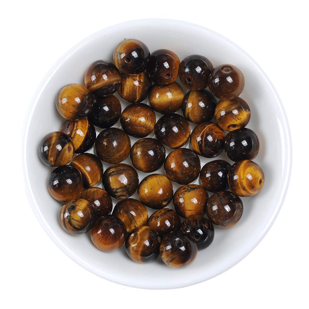 Natural Stone Beads 8mm Yellow Tiger Eye Gemstone Round Loose Beads Crystal Energy Stone Healing Power for Jewelry Making DIY,1 Strand 15"