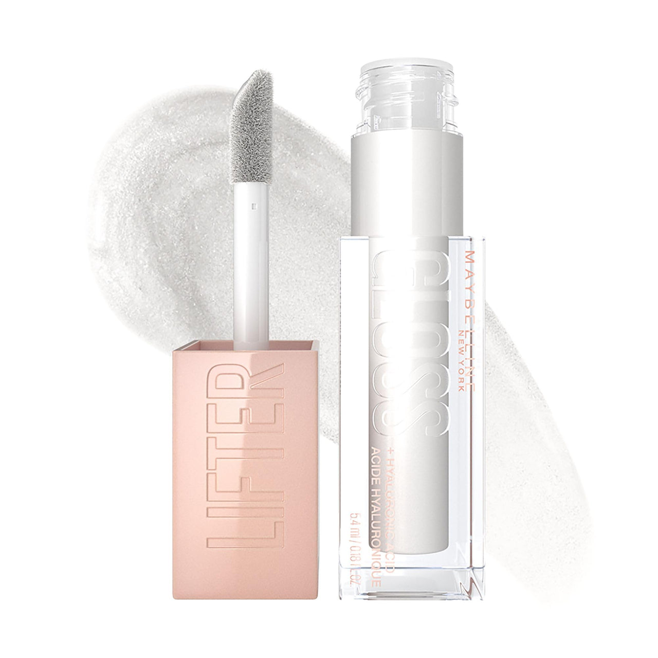 Maybelline New York Smooth And Non-sticky Lifter Gloss - Pearl | Tinted Lip Gloss With Hyaluronic Acid for Hydrated & Plump Lips | Non-Sticky application | Long-lasting Fuller & Lifted Look | 5.4ml