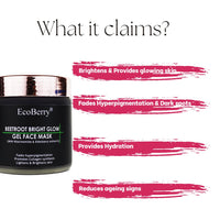 Beetroot Bright Glow Gel Face Mask Brightening & Glowing Skin, Hydration, Anti-Ageing, Natural, Chemical Free, Paraben Free | Vegan