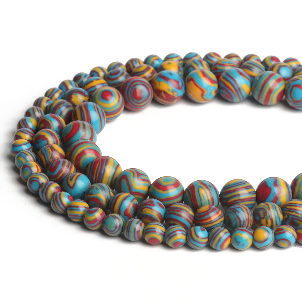 35pcs 10mm Natural Stone Beads Colorful Malachite Beads Energy Crystal Healing Power Gemstone for Jewelry Making, DIY Bracelet Necklace