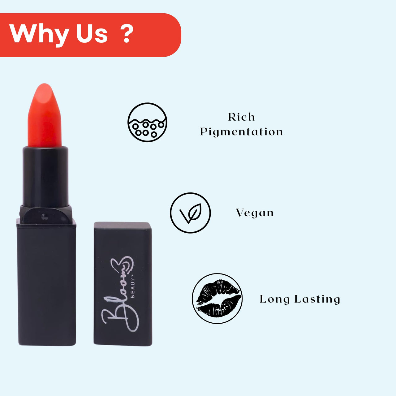 Bloom Beauty Bullet Lipstick Creamy Matte Finish Hydrating & Long-Lasting,Sunset Coral