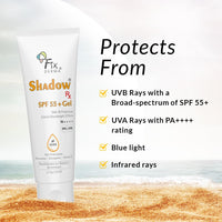 Fixderma Shadow RX Sunscreen SPF 55+ Gel PA+++ | Sunscreen for Oily Skin | Minimum Sunscreen SPF 50 | Sunscreen for Body & Face | Hybrid Sunscreen with UVA, UVB, IR Protection and Vitamin E - 75gm