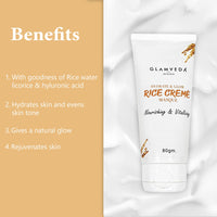 Glamveda rice water hydrate & glow cream mask for Dry & Normal skin | No Paraben, SLS | Pack of 2