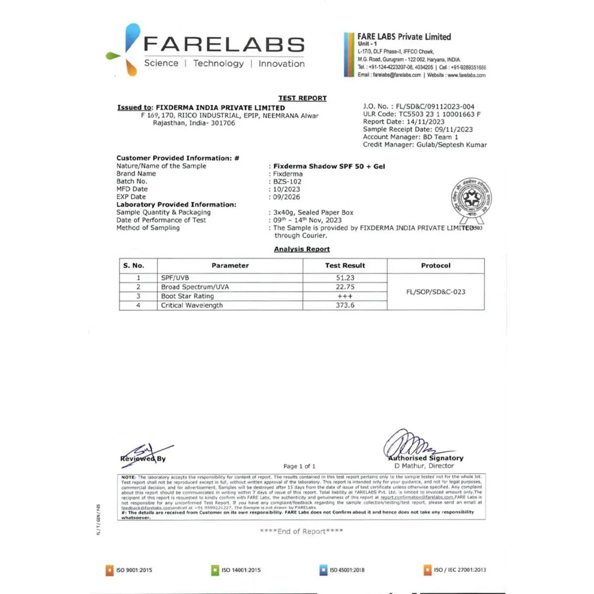 Fixderma Shadow Sunscreen SPF 50+ PA+++ Gel Broad Spectrum Sunscreen For UVA & UVB Protection | Women & Men (40 g (Pack of 1), 50, Sun Protection Factor (SPF)