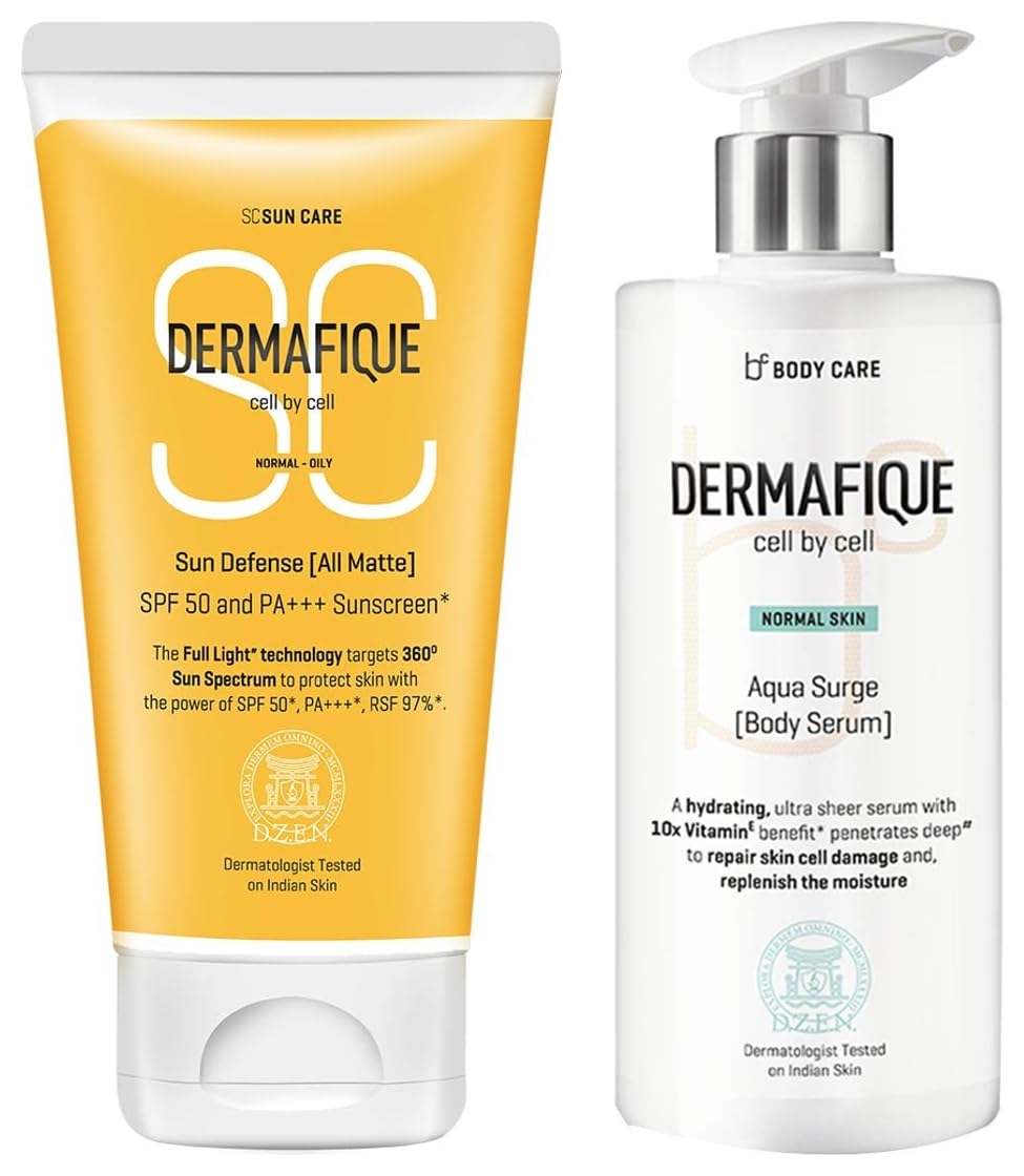Dermafique All Matte for Normal Oily Skin 360 degree Prevents Tanning Photaging Aqua Surge Body Serum with Shea Butter 300ml Body Lotion