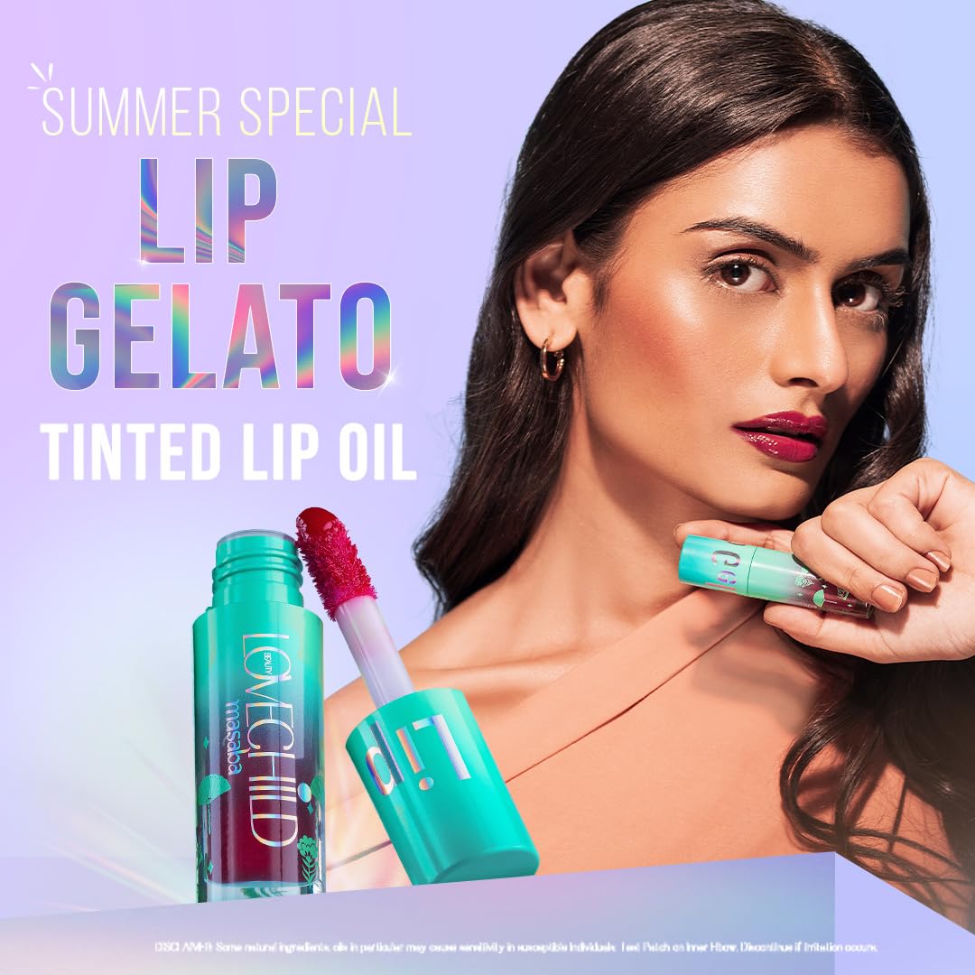 LoveChild Masaba Lip Gelato Tinted Lip Oil | Hydrating, Luminous finish |With Vitamin E, Jojoba oil, Hyaluronic Acid & Shea Butter, Brown Berry, 5ml