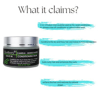 EcoBerry Camellia Mango Butter Leave In Conditioning Balm | Dry & Frizzy Hair, Organic, Silicone Free, Paraben Free, Chemical Free, Cruelty Free, Mineral Oil Free, Preservative Free, Veg