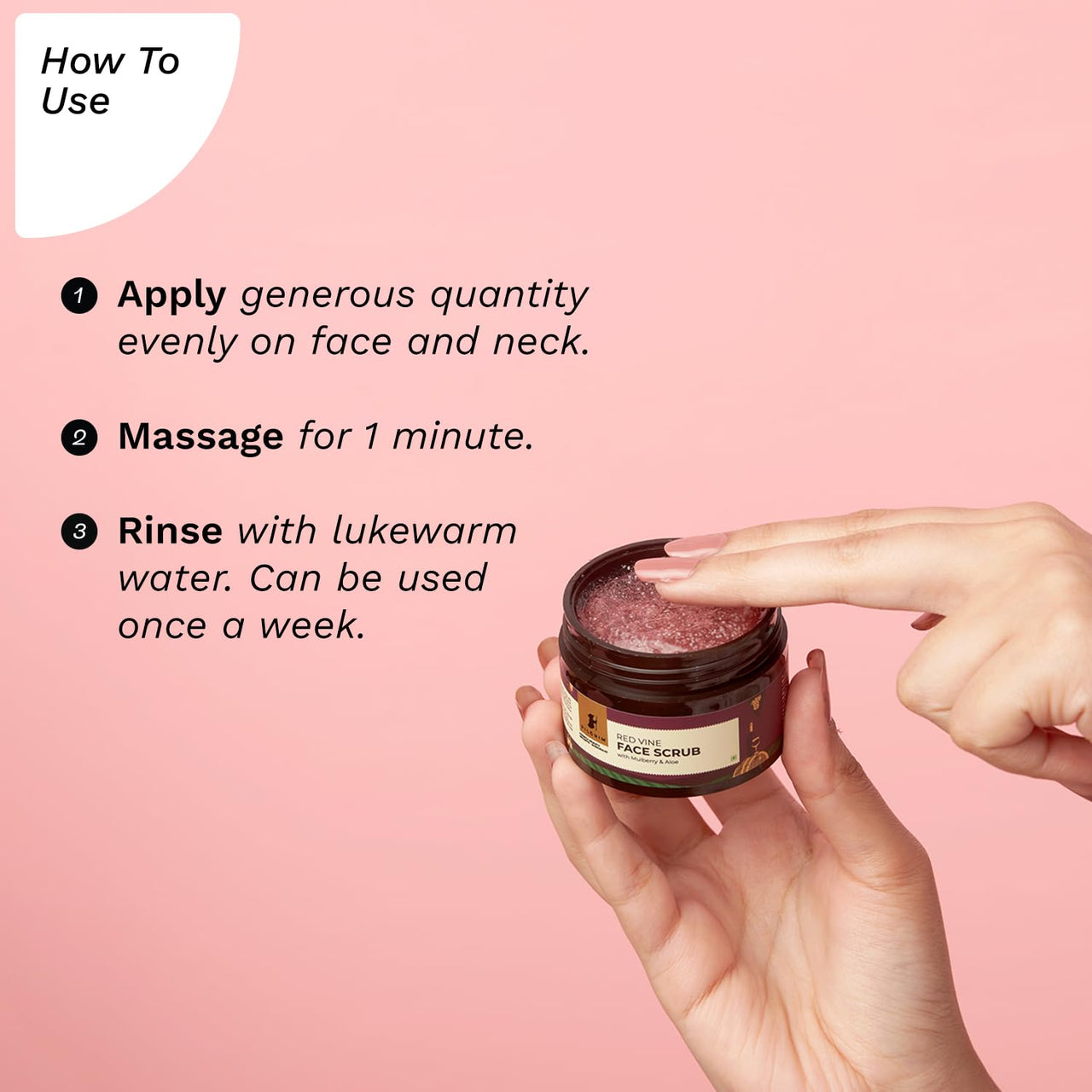 Pilgrim French Red Vine Face Scrub with Mulberry Extract & Aloe for Glowing Skin, Tan Removal, De-Pigmentation, Dry, Oily, Combination Skin, Men & Women, 50gm