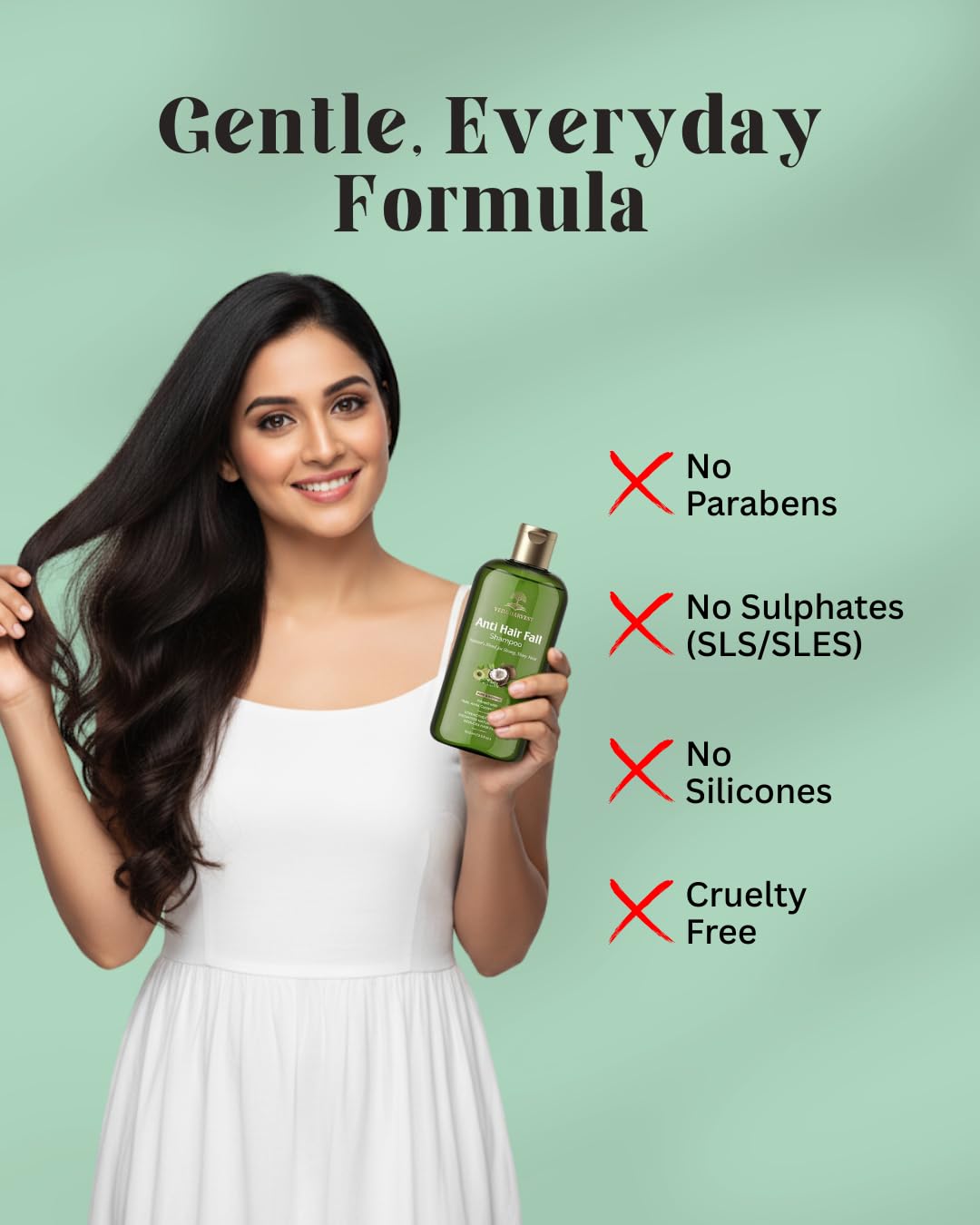 Veda Harvest Shampoo 400ml for Reduce Dandruff & Helpful for Hair Growth,Ayurvedic Shampoo to Restore Hair Shine & Strength