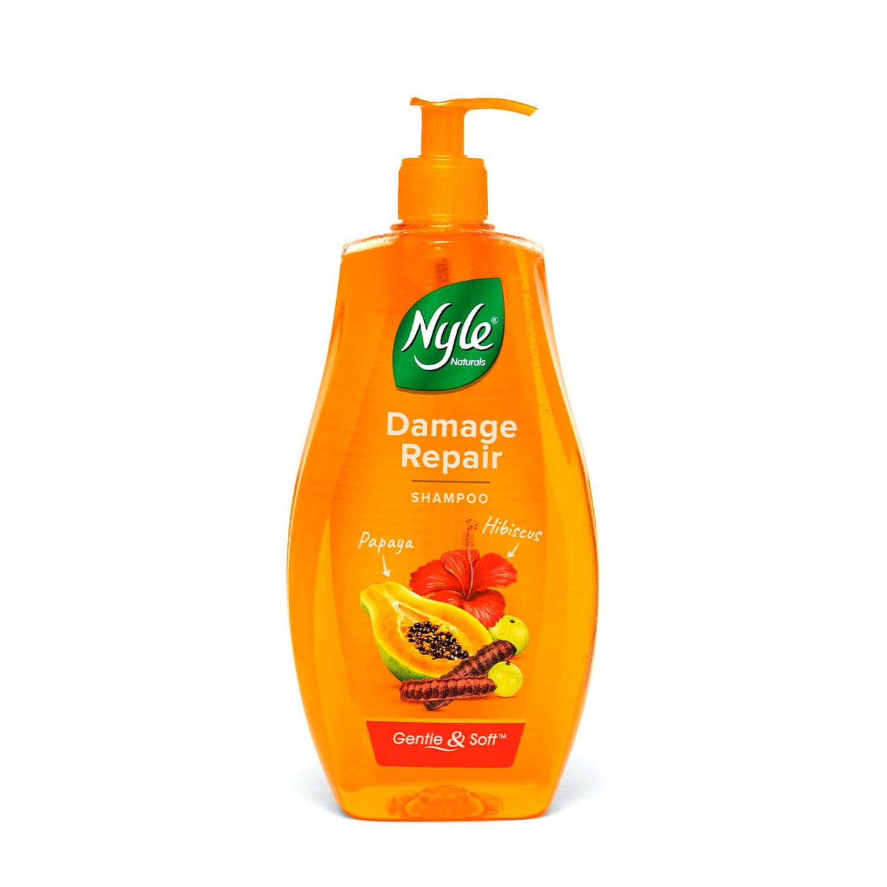 Nyle Naturals Damage Repair Shampoo 400 ml | Hair Repairing Shampoo with Papaya, Hibiscus, & Shikakai | pH Balanced & Paraben Free Gentle & Soft Shampoo For Women & Men