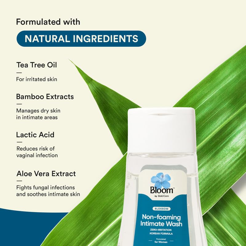 Bloom Non-Foaming Intimate Wash for Women | (100 ml) | For Vaginal Itching, Dryness & Bacterial Infections | Bamboo Extract & Lactic Acid Formulation | Fragrance-Free Hygiene Wash for Vagina