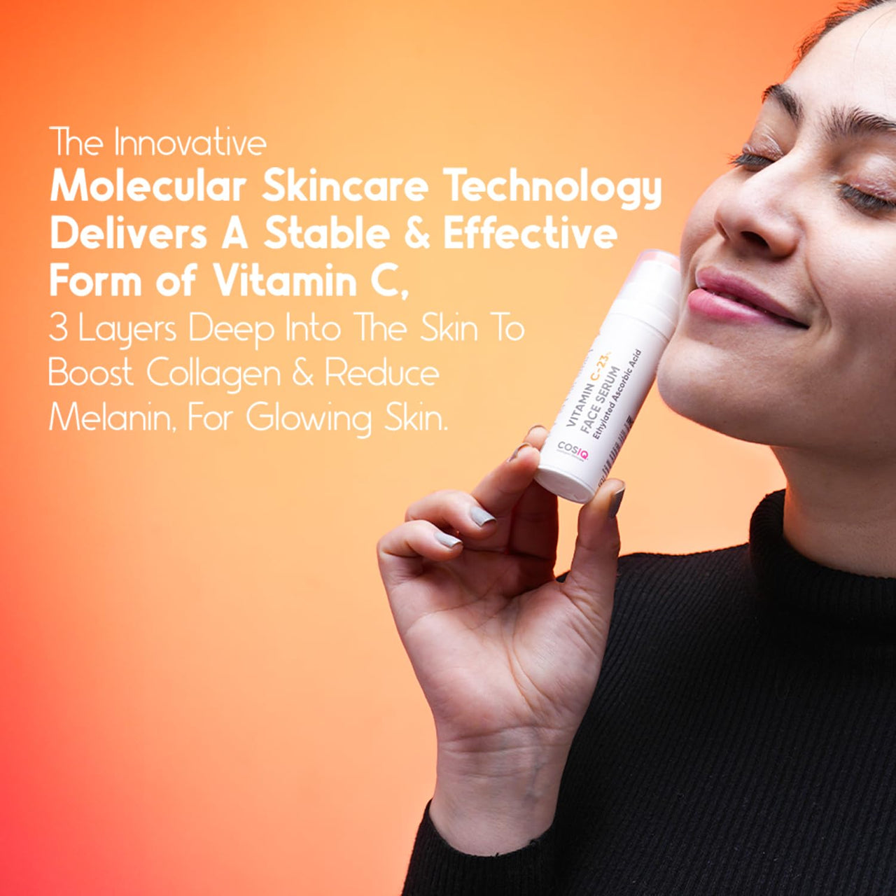 Cos-IQ 23% Vitamin C Face Serum for Glowing Skin 30ml| Advanced Molecular Skincare Technology | Highly Stable, Non Irritating, Non Sticky| Brightening & Hydrating Formula For Men & Women