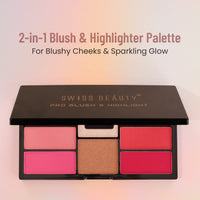Swiss Beauty Pro Blusher & Highlighter Palette For Face Makeup | Shade-05, 18G