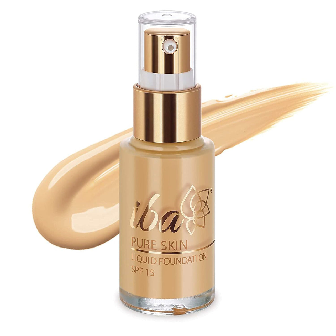 Iba Pure Skin Liquid Foundation - Sun Beige, 30ml | Full Coverage | Long Lasting | Lightweight | Oil Free Dewy Finish | SPF 15 | Halal Certified & Vegan Makeup