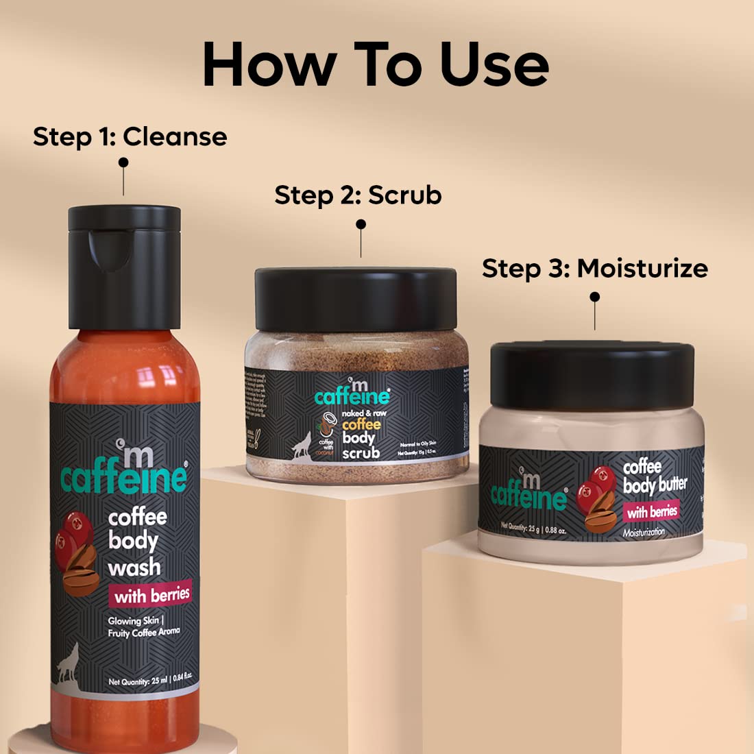 mcaffeine Body Care Gift Set With Berries Body Wash, Body Scrub & Body Butter|Gift Set For Men And Women|Birthday Anniversary Wife Couples Gift Box With 3 Travel Sized Premium Products