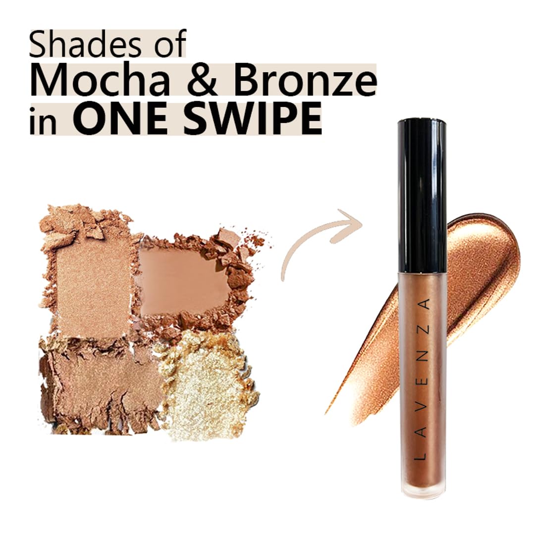 Lavenza Color Pop - Liquid Eyeshadow | DUAL TONE, Vegan, Silicone & Talc FREE, Long-lasting, Light-weight, Smudge-proof| 3.5 ml (Metallic Bronze & Mocha shade)