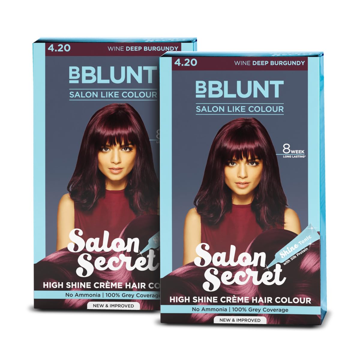 BBlunt Salon Secret High Shine Crème Hair Colour - Wine Deep Burgundy - Pack of 2