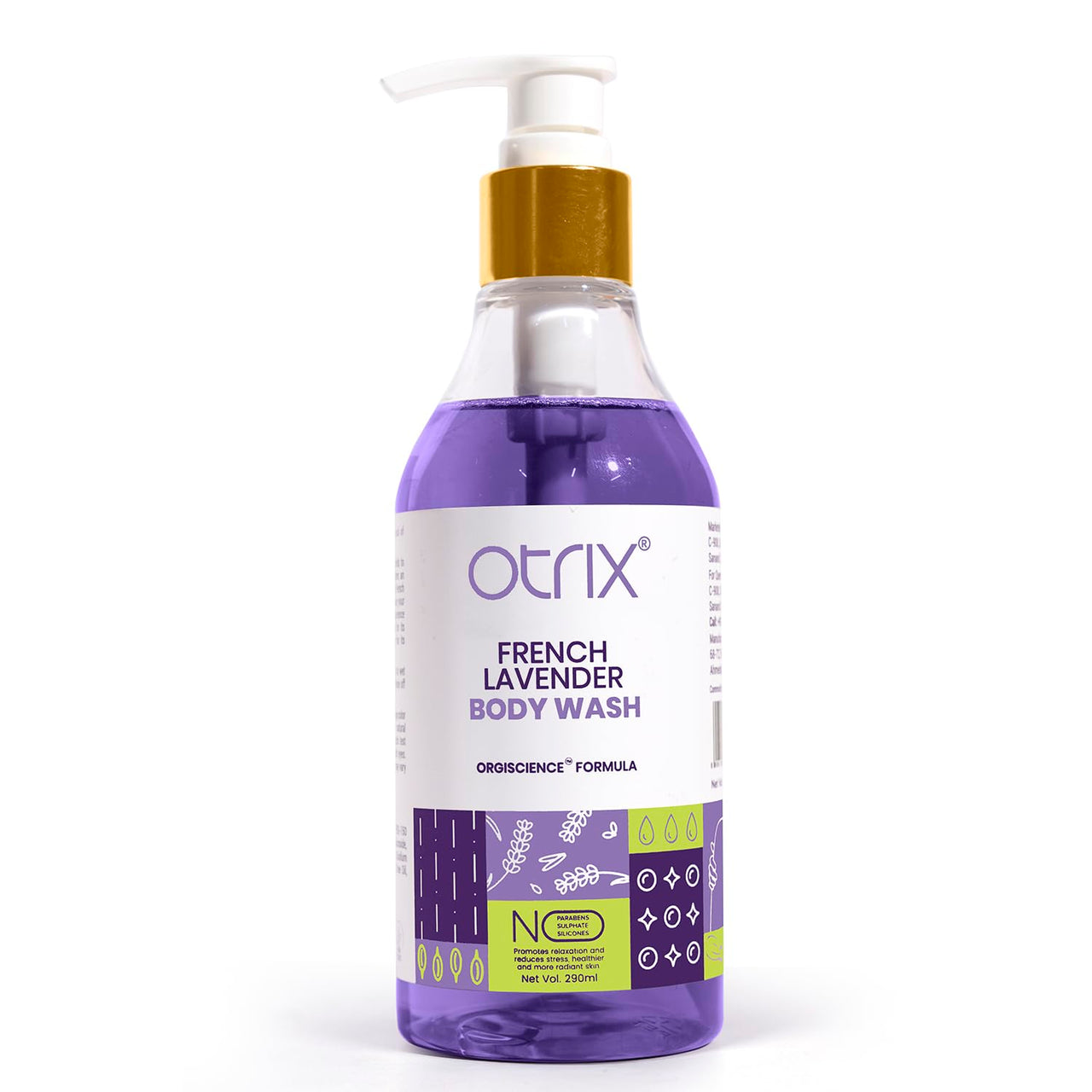 Otrix French Lavender Body Wash, 290ml – Calming Shower Gel with Natural Ingredients – Aromatherapy Formula for Relaxation and Hydration – Sulfate and Paraben Free