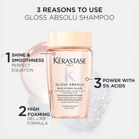Kérastase Gloss Absolu Anti-Frizz Shampoo & Conditioner Travel-Size Combo For Bouncy, Glossy Hair | Fine To Medium Hair | 4-Days Anti-Frizz | With Hyaluronic & Glycolic Acid, Wild Rose-In-Oil