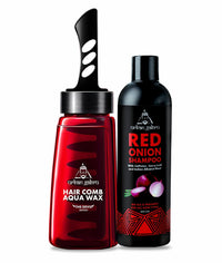 Urbangabru Hair Comb Aqua Wax (260 ML) & Natural Red Onion Shampoo (200 GM) - Mens Grooming Combo Kit