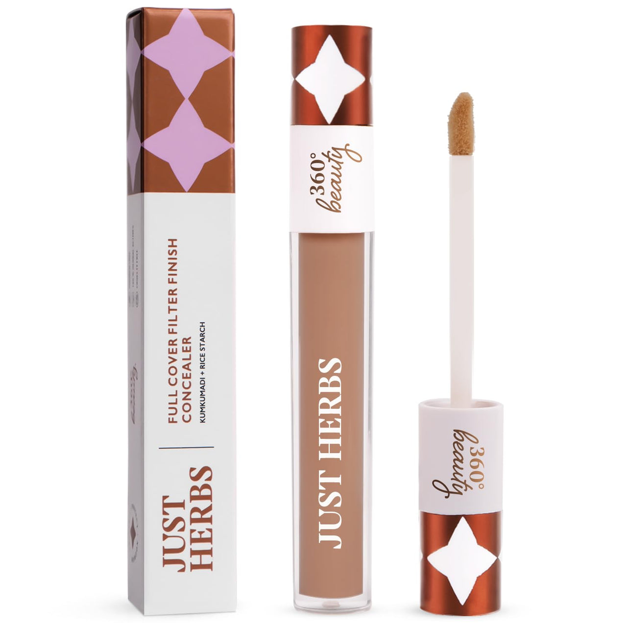 Just Herbs Full Cover Filter Finish Under Eye Light Weighted Matte Finish Concealer for Face Makeup 5 ml (Coffee)